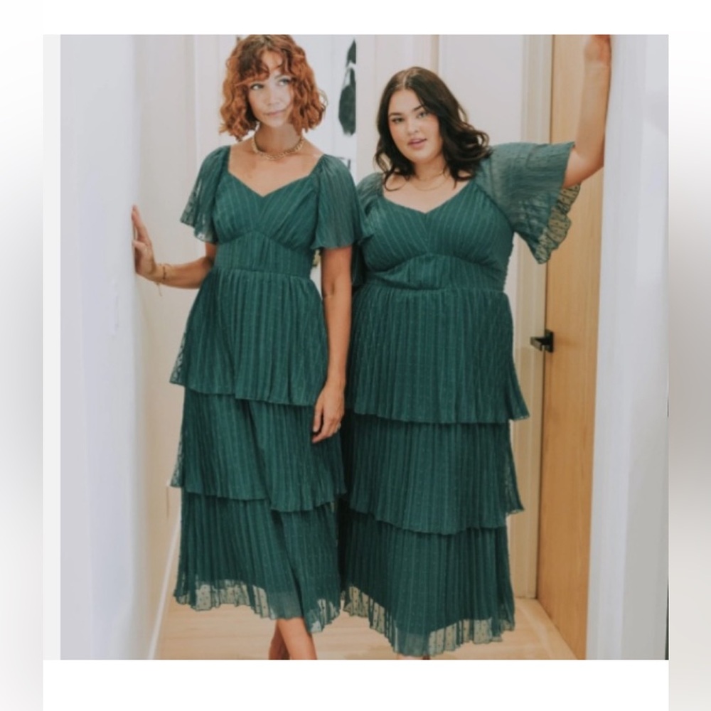 One Loved Babe Green Tiered Dress